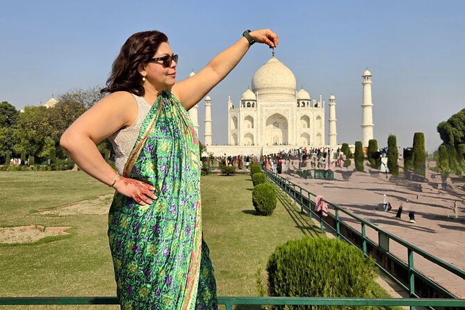 From Delhi: Private Agra & Taj Mahal Tour with 5 <em> Lunch – The Delhi to Agra drive sets the pace’ /></p>
<p><p>This is not a quick city outing. The drive from Delhi to Agra takes up much of the day, but a private car makes the trip easier than combining public transport with local taxis. You are collected at your chosen time and returned to Delhi after the Agra visits, with pickup and drop-off available across much of the Delhi NCR area.</p>
</p>
<p><p>That door-to-door service matters most if you have luggage, are staying outside central Delhi, or are arriving at an airport or railway station. You do not need to find a taxi at dawn or negotiate a second car in Agra. The vehicle is air-conditioned, which is a welcome feature after time outdoors at the monuments.</p>
</p>
<p><p>You can choose a standard daytime start or request 2:30 AM for a sunrise Taj Mahal visit. The early option means a very short night, but it changes the feel of the day. The white marble can look especially striking in the soft morning light, and you get the most famous sight out of the way before the rest of the program.</p>
</p>
<p><p>The exact driving time depends on traffic and the selected start time. The return route is described as roughly 200 kilometers via expressway, so plan for a full day rather than a relaxed half-day excursion. I would not schedule an important evening flight immediately after the tour.</p>
</p>
<p><p>There is one detail worth checking before you pay. The tour information labels the location as Jaipur in places, and one itinerary line says you arrive in Jaipur, but every main sight and the stated route are in Agra. Ask the operator to confirm that your booking is for Delhi to Agra, not a Jaipur product.</p>
</p>
<div class="twil" style="margin: 20px 0; padding: 15px 0;"><p>More Taj Mahal Tours in Jaipur</p><ul style="margin: 10px 0; padding-left: 0; list-style: none;"><li style="margin: 0 0 12px 0; padding: 0 0 12px 0; border-bottom: 1px solid #F3E1E7; line-height: 1.4;"><a href="https://jaipur-travel.com/skip-the-line-sunrise-taj-mahal-agra-day-tour-from-jaipur/">Skip The Line: Sunrise Taj Mahal & Agra Day Tour From Jaipur</a><br><span style="font-size: 0.82em; color: #6E4B58;"><span style="color: #FFB020;">★</span> 5.0 · 251 reviews</span></li><li style="margin: 0 0 12px 0; padding: 0 0 12px 0; border-bottom: 1px solid #F3E1E7; line-height: 1.4;"><a href="https://jaipur-travel.com/same-day-taj-mahal-agra-fort-baby-taj-tour-from-jaipur-by-car/">Same Day Taj Mahal, Agra Fort & Baby Taj Tour from Jaipur by Car</a><br><span style="font-size: 0.82em; color: #6E4B58;"><span style="color: #FFB020;">★</span> 5.0 · 242 reviews</span></li><li style="margin: 0; padding: 0; border-bottom: none; line-height: 1.4;"><a href="https://jaipur-travel.com/from-jaipur-private-taj-mahal-agra-day-trip-with-5-lunch/">From Jaipur: Private Taj Mahal & Agra Day Trip with 5* Lunch</a><br><span style="font-size: 0.82em; color: #6E4B58;"><span style="color: #FFB020;">★</span> 4.9 · 161 reviews</span></li></ul></div><h2 id="meeting-your-guide-in-agra">Meeting your guide in Agra</h2>
<p><img width="669" height="446" decoding="async" src=